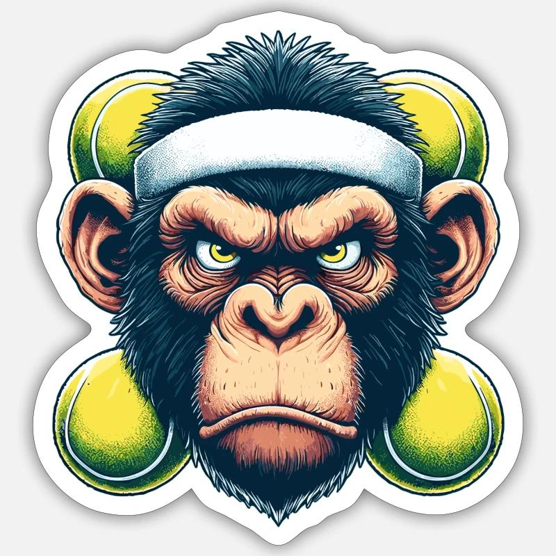 SchimpanseTennis Sticker Größe S (10 x 10 cm)