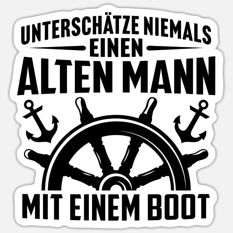 alten mann mit einem boot bootfahren - Sticker Größe S (10 x 10 cm) - Mattweiß