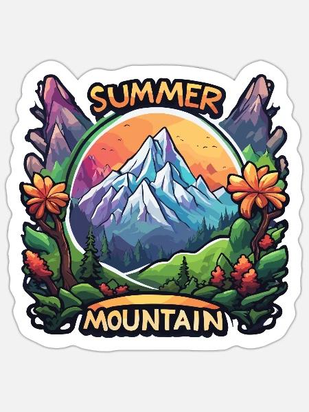 Berg / Alpen / Gipfel / Natur / Wald / Gestein - Sticker Größe S (10 x 10 cm) - Mattweiß