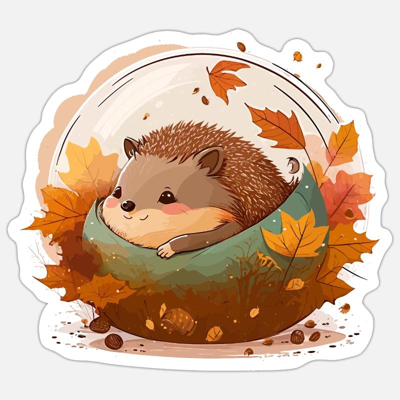 Hérisson douillet Sticker taille S (10 x 10 cm)