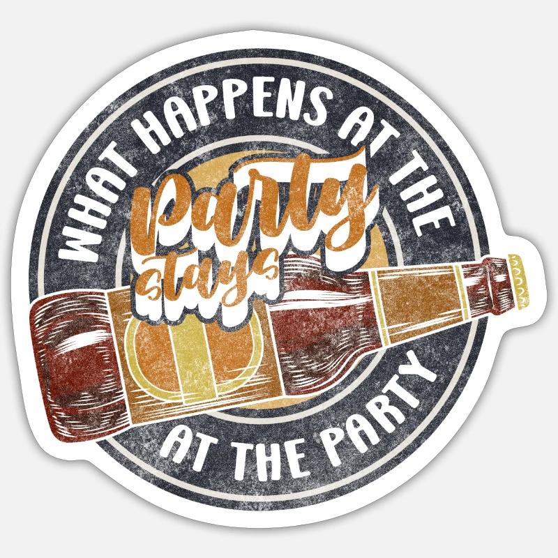 Fête Alcool Drôle - Sticker taille S (10 x 10 cm) - blanc mat