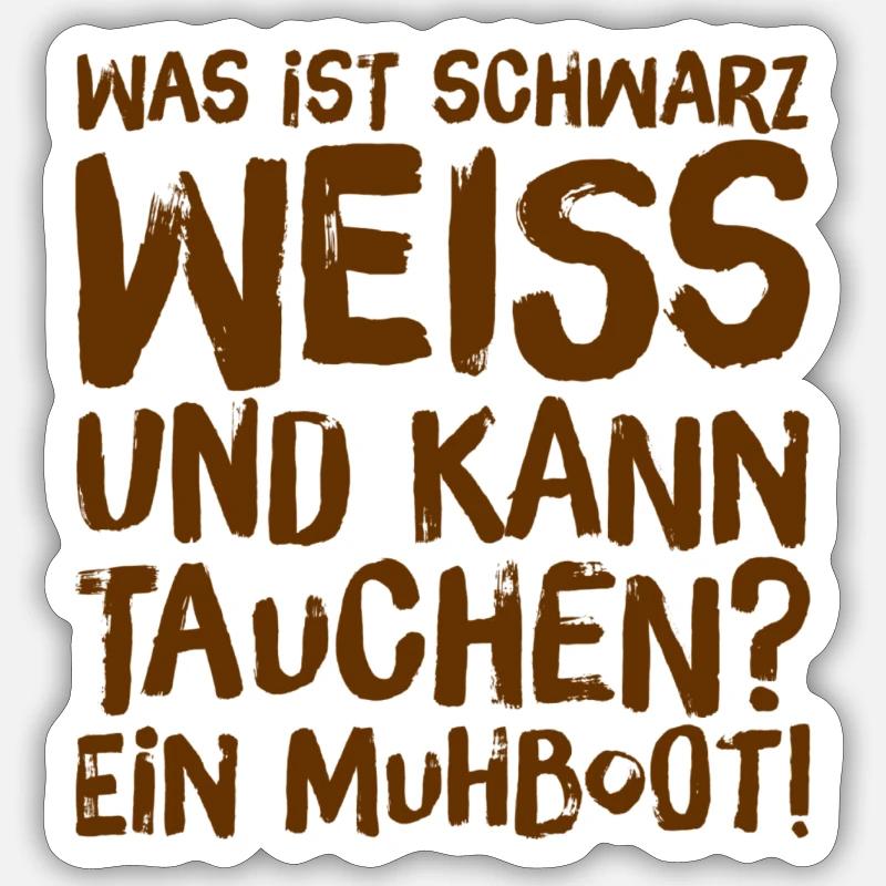 une vache sous l’eau - Sticker taille S (10 x 10 cm) - blanc mat