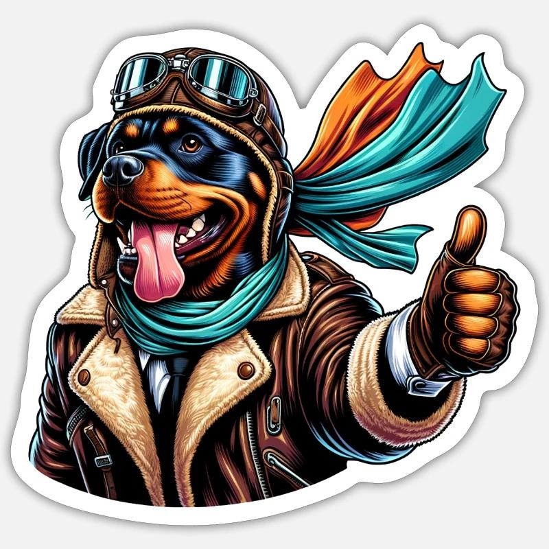 Rottweiler Pilot Design - Sticker size S (10 x 10 cm) - white matte