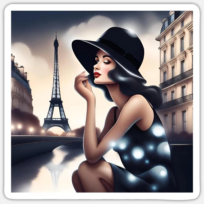 Paris, ich liebe Paris, Pasienne - Sticker Größe S (10 x 10 cm) - Mattweiß
