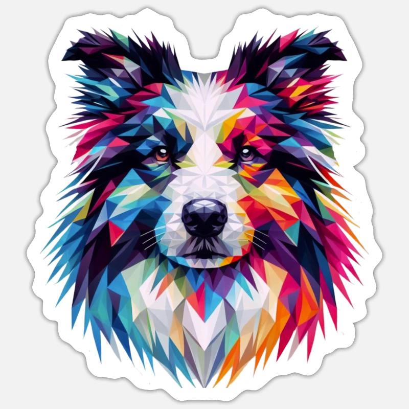 Modern geometric dog muzzle: collie Sticker size S (10 x 10 cm)