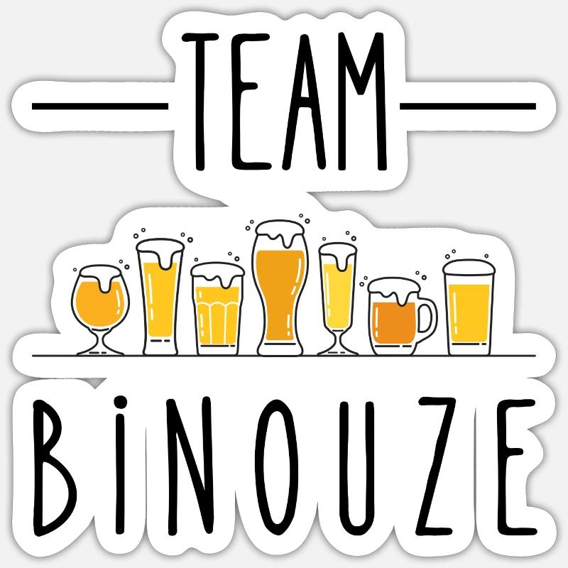 team binouze - Sticker taille S (10 x 10 cm) - blanc mat