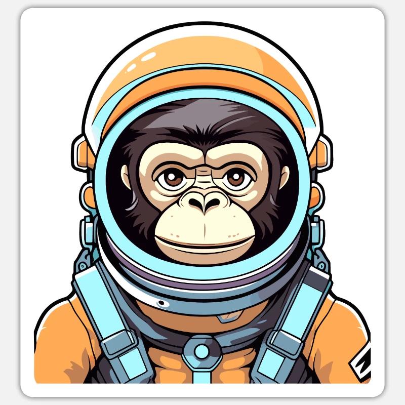Illustration d’astronaute singe - Sticker taille S (10 x 10 cm) - blanc mat
