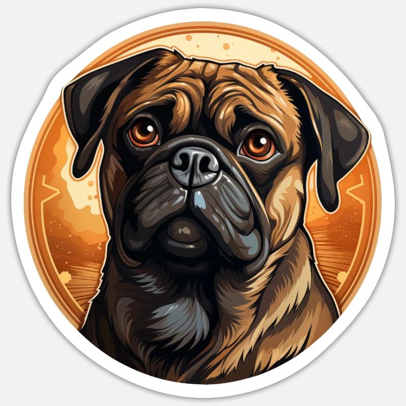 Treu blickender Mops Kopf - Sticker Größe S (10 x 10 cm) - Mattweiß