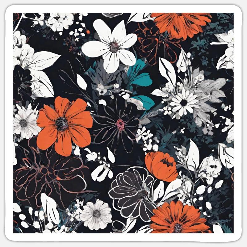 Dunkle Blüten - Sticker Größe S (10 x 10 cm) - Mattweiß