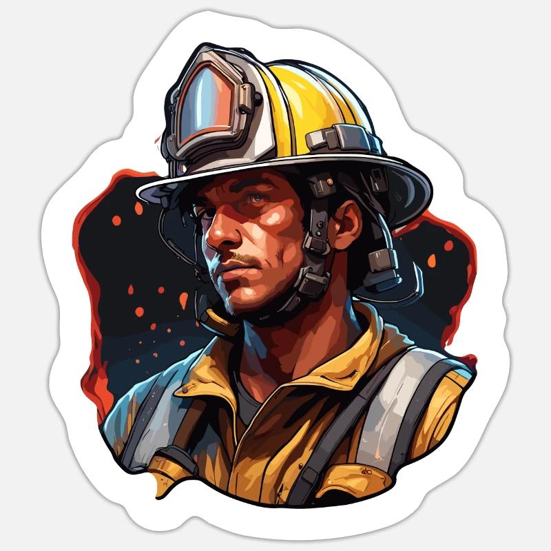 Firefighter / Fire / Fire / Extinguish / Hero - Sticker size S (10 x 10 cm) - white matte
