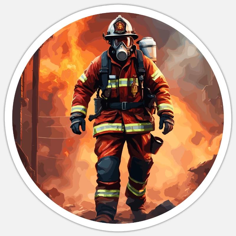 Firefighter / Fire / Fire / Extinguish / Hero - Sticker size S (10 x 10 cm) - white matte