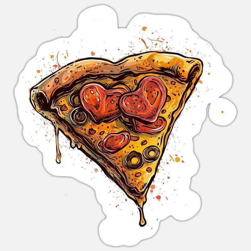 Mon amour, c’est la pizza - Sticker taille S (10 x 10 cm) - blanc mat