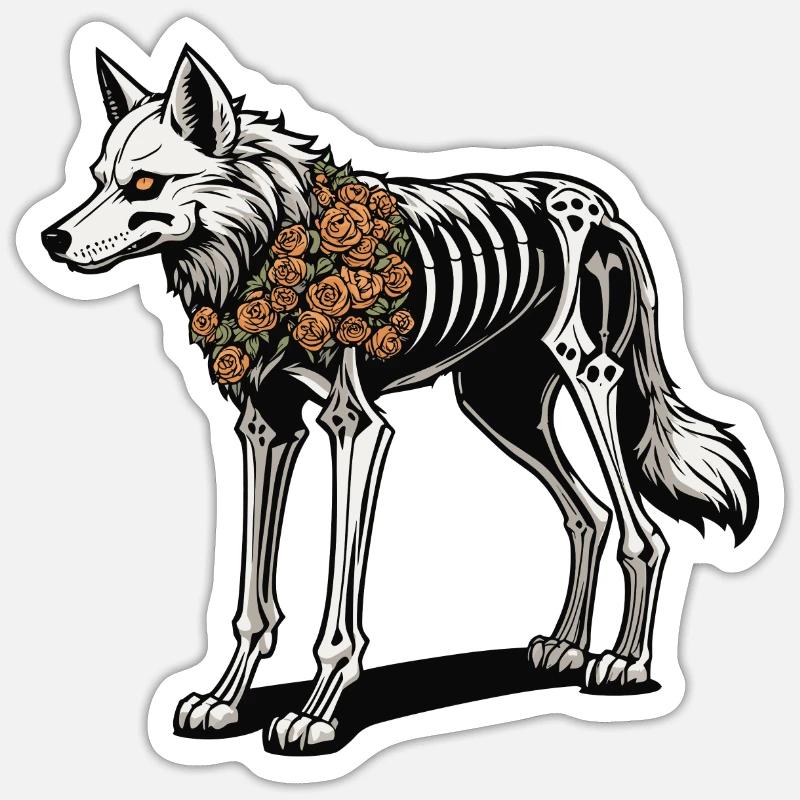 Wolf Skeleton Illustration - Sticker size S (10 x 10 cm) - white matte