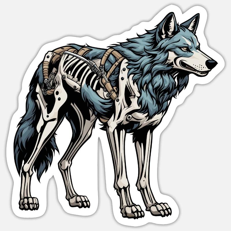 Wolf Skeleton Illustration - Sticker size S (10 x 10 cm) - white matte