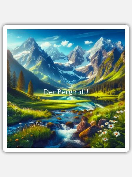 Der Berg ruft - Sticker Größe S (10 x 10 cm) - Mattweiß