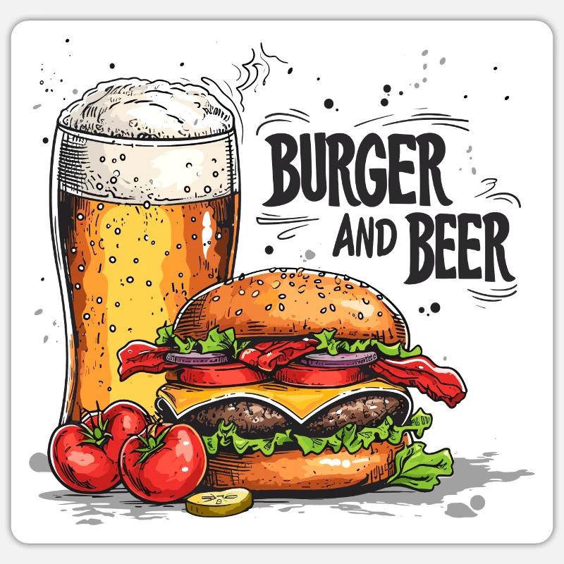 Hamburger E Birra Cibo Alcol Detti Divertenti Adesivo