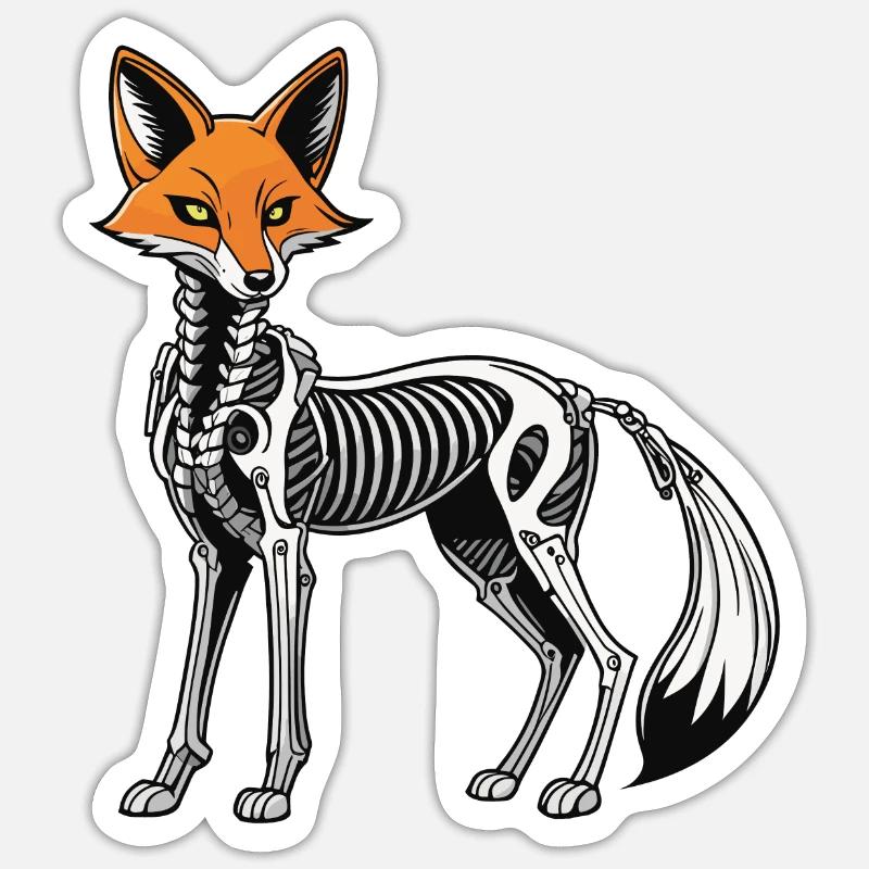 Fox Skeleton Illustration - Sticker size S (10 x 10 cm) - white matte