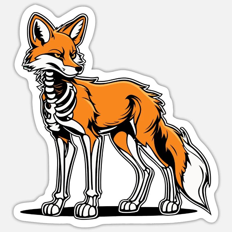 Fox Skeleton Illustration - Sticker size S (10 x 10 cm) - white matte