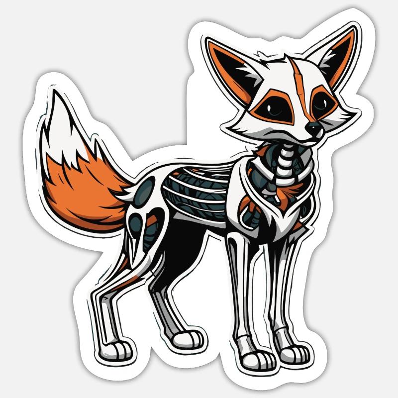 Fox Skeleton Illustration - Sticker size S (10 x 10 cm) - white matte