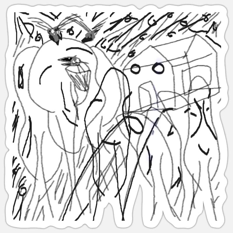 Forêt animée transparente - Sticker taille S (10 x 10 cm) - blanc mat