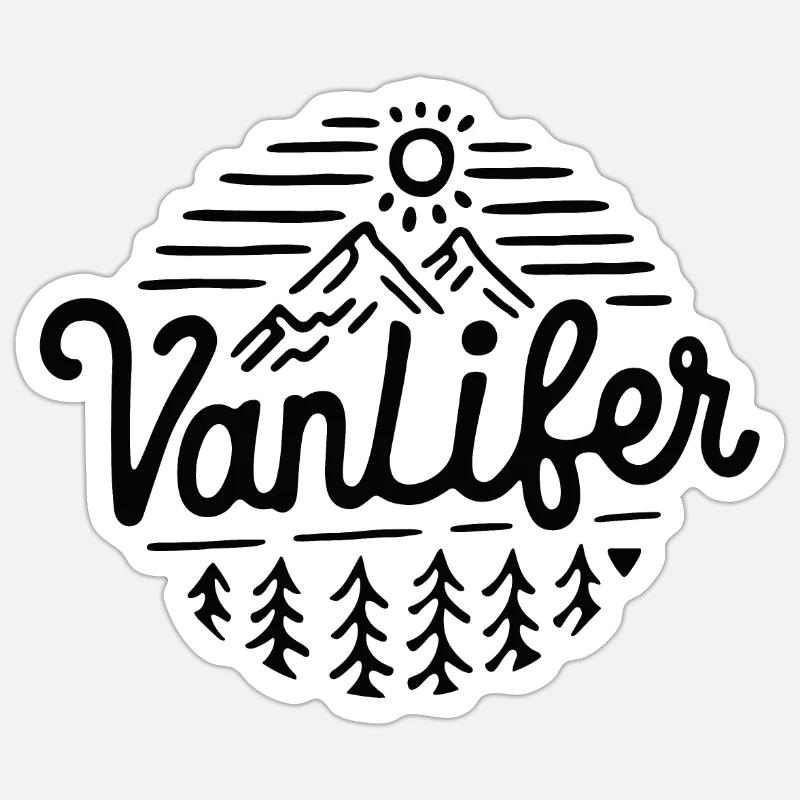 Vanlifer van life - Sticker taille S (10 x 10 cm) - blanc mat