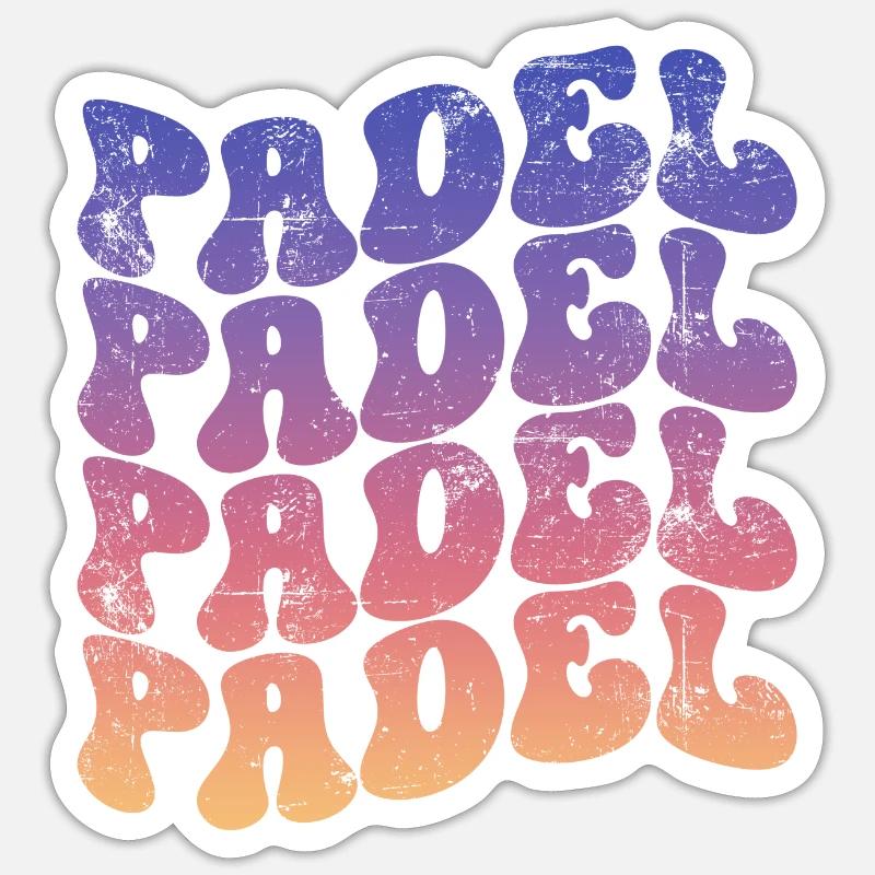 Pádel Retro - Sticker taille S (10 x 10 cm) - blanc mat