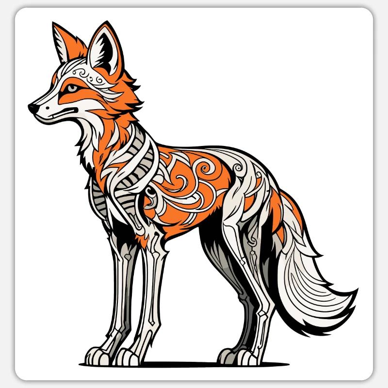 Fuchs Skelett Illustration Sticker Größe S (10 x 10 cm)