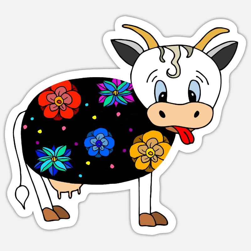Vache - Sticker taille S (10 x 10 cm) - blanc mat