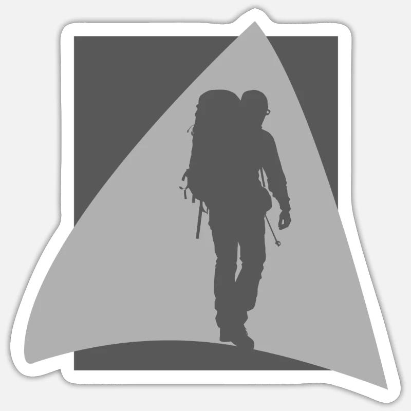 Rucksack Pilger Wanderer - Sticker Größe S (10 x 10 cm) - Mattweiß