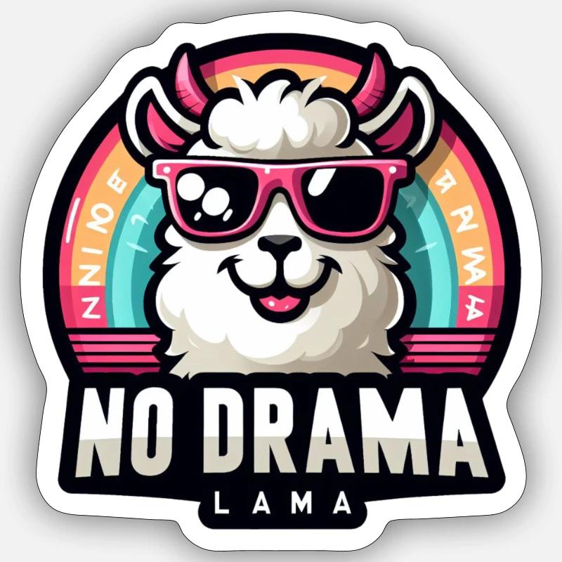 Pas de drame Lama - Sticker taille S (10 x 10 cm) - blanc mat