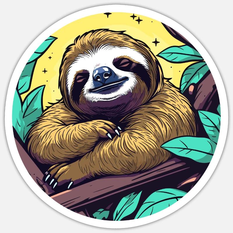 Sleeping Sloth Illustration - Sticker size S (10 x 10 cm) - white matte