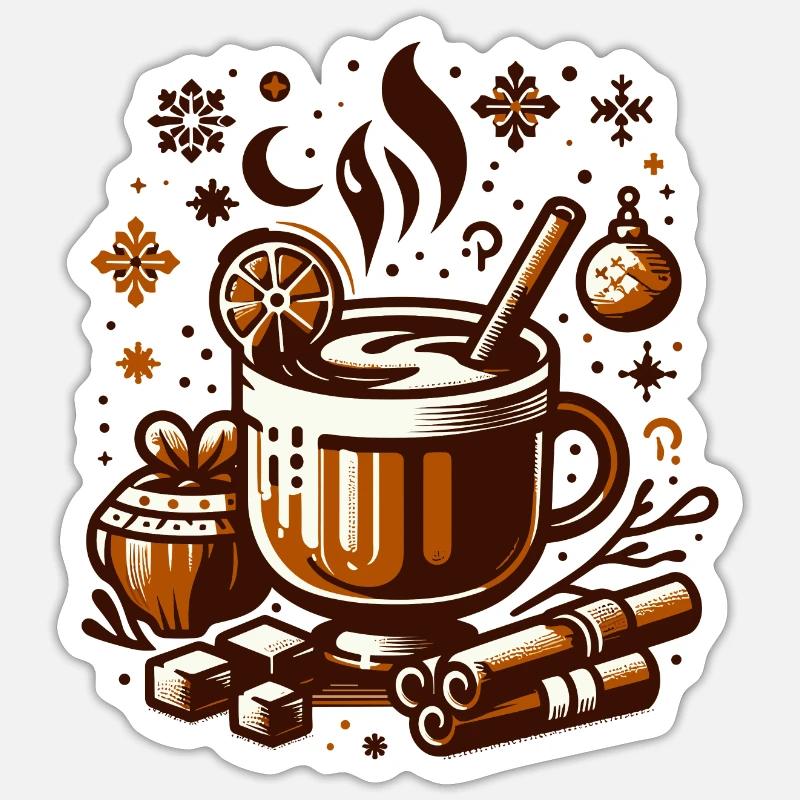 WINTERLICHES HEISSGETRÄNK KAFFEE CAFE TEE RUHEZEIT Sticker Größe S (10 x 10 cm)