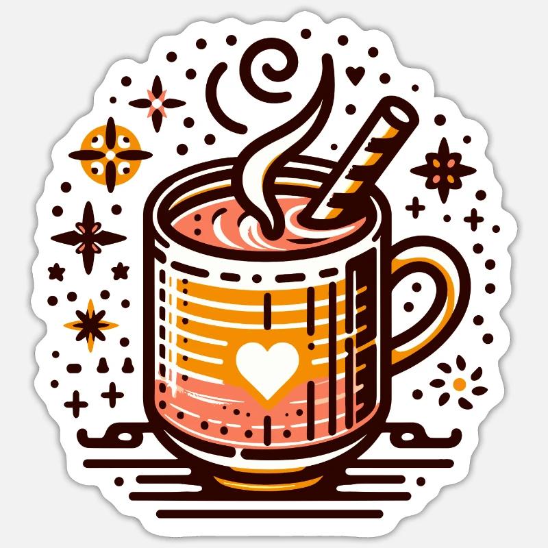 WINTERLICHES HEISSGETRÄNK KAFFEE CAFE TEE RUHEZEIT Sticker Größe S (10 x 10 cm)