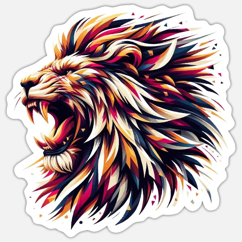Löwe brüllt geometrisch Geschenk - Sticker Größe S (10 x 10 cm) - Mattweiß