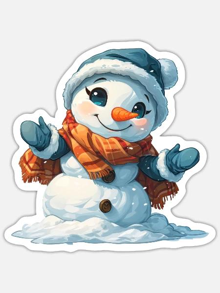 Schneemann für Kinder - Sticker Größe S (10 x 10 cm) - Mattweiß