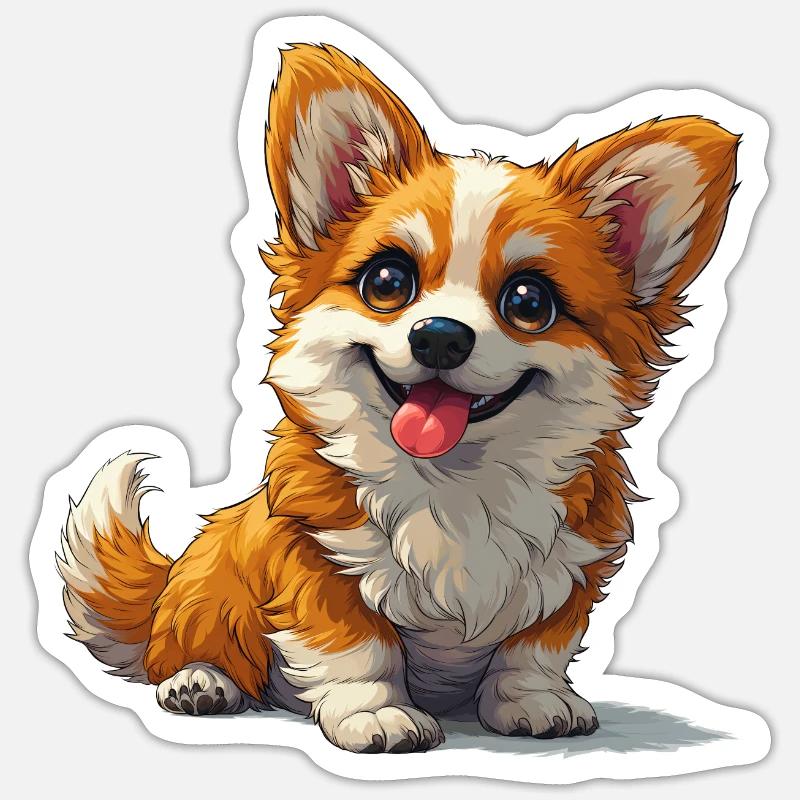 Mignon petit chien - Sticker taille S (10 x 10 cm) - blanc mat