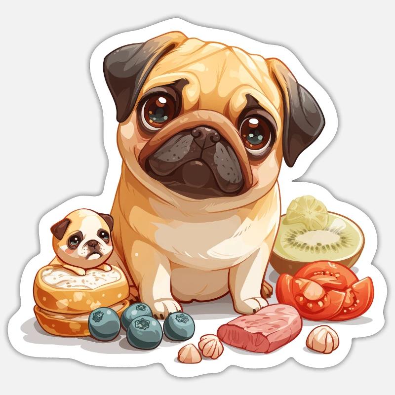 Mignon petit carlin - Sticker taille S (10 x 10 cm) - blanc mat