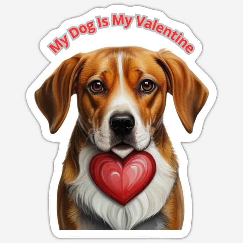 Mon chien, c’est ma Saint-Valentin - Sticker taille S (10 x 10 cm) - blanc mat