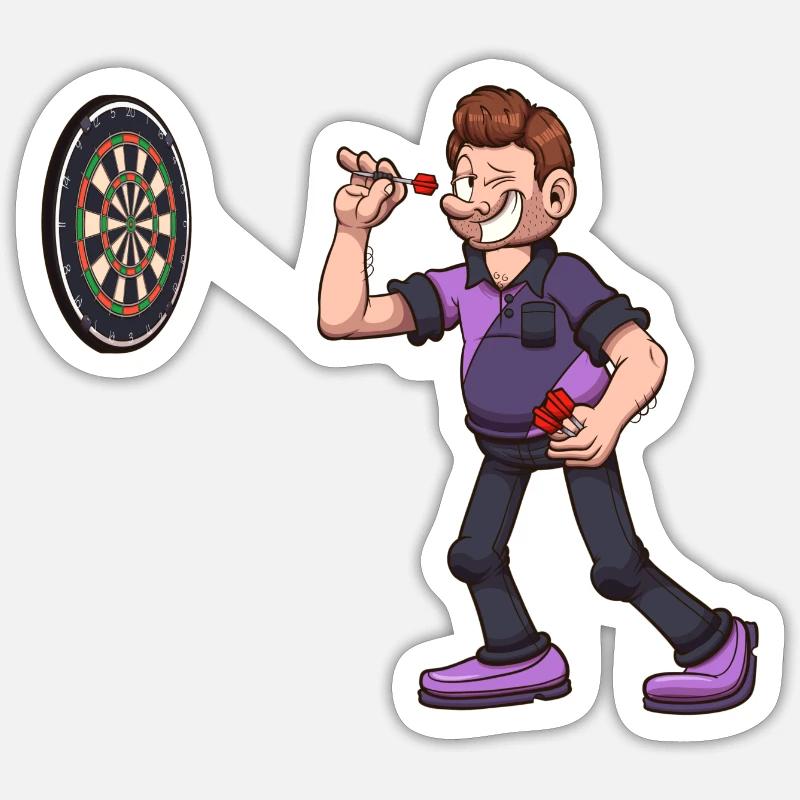 Joueur de fléchettes - Sticker taille S (10 x 10 cm) - blanc mat