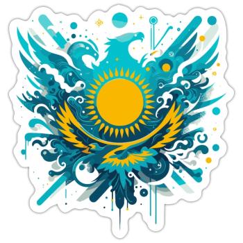 Kasachstan kunstvoll Geschenk - Sticker Größe S (10 x 10 cm) - Mattweiß - Vorne