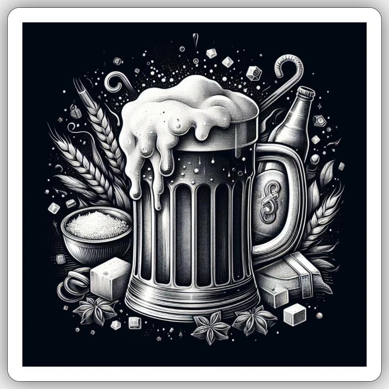 BeerMug - Sticker Größe S (10 x 10 cm) - Mattweiß