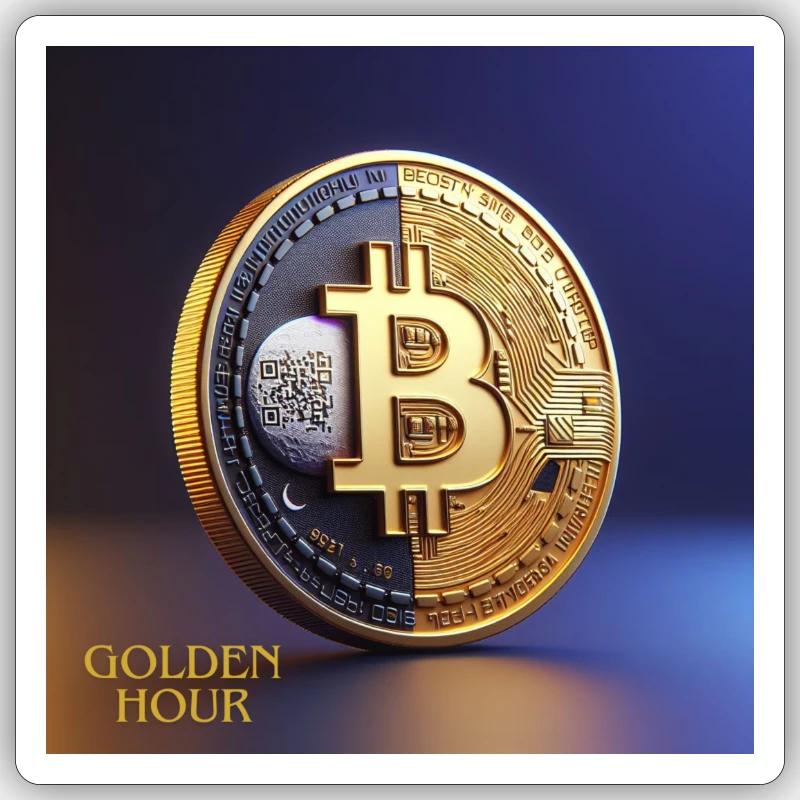 L’heure dorée du bitcoin - Sticker taille S (10 x 10 cm) - blanc mat