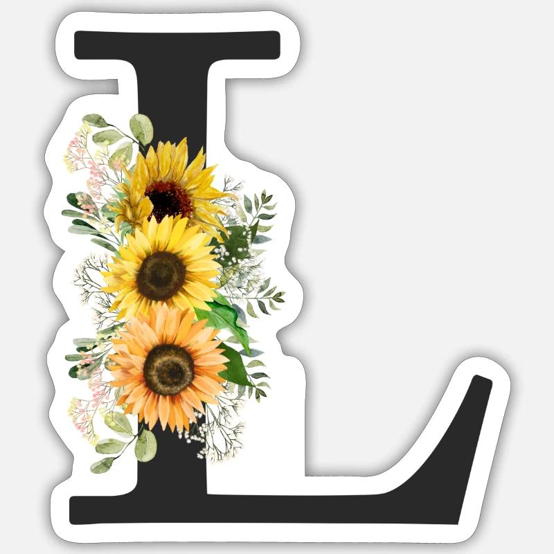 L Monogram Sunflowers - Sticker size S (10 x 10 cm) - white matte