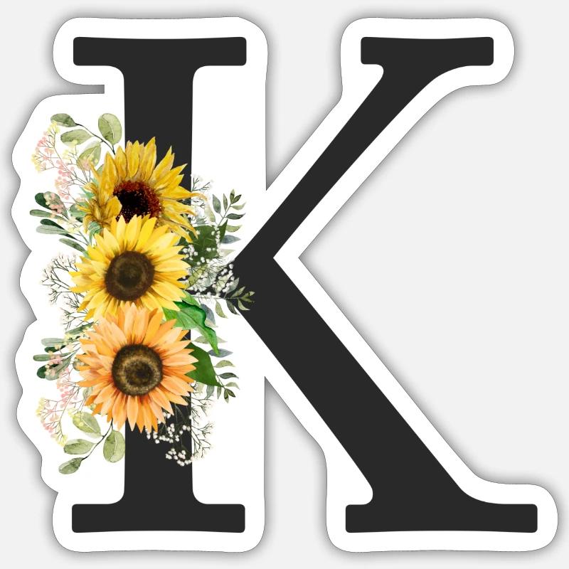 K Monogram Tournesols - Sticker taille S (10 x 10 cm) - blanc mat