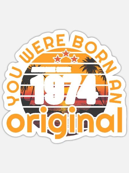 Jahrgang 1974 50.Geburtstag Geschenkidee Fünfzig - Sticker Größe S (10 x 10 cm) - Mattweiß