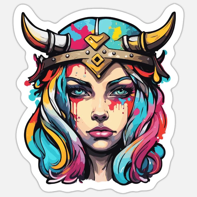 Vichingo/Thor/Odino/Nordico/Celtico - Sticker formato S (10 x 10 cm) - bianco opaco