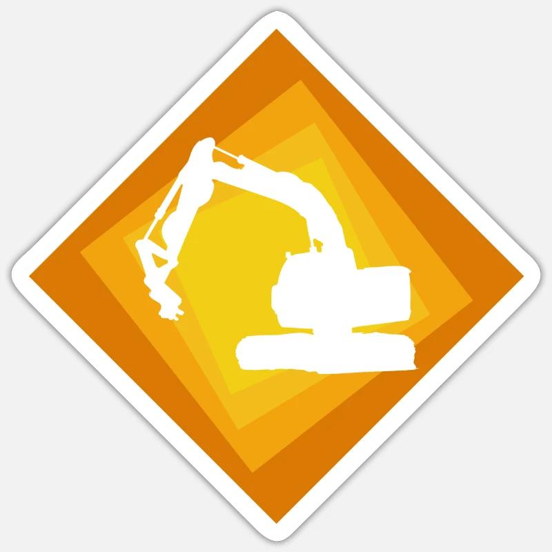 Bagger Baggerfahrerin Baustelle - Sticker Größe S (10 x 10 cm) - Mattweiß