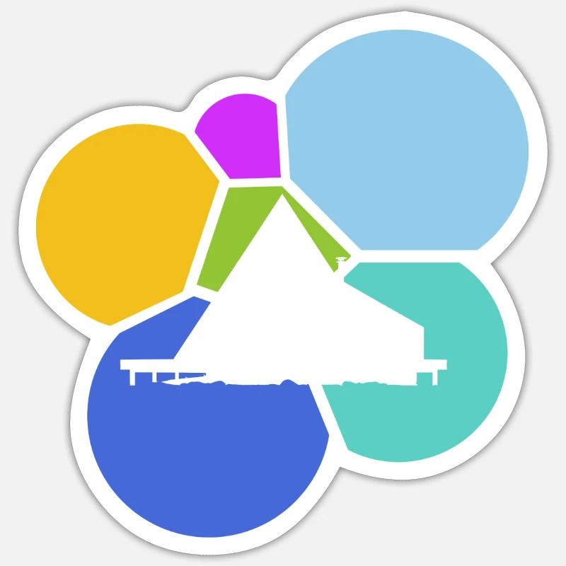 Camping Glamping Glamping - Sticker taille S (10 x 10 cm) - blanc mat