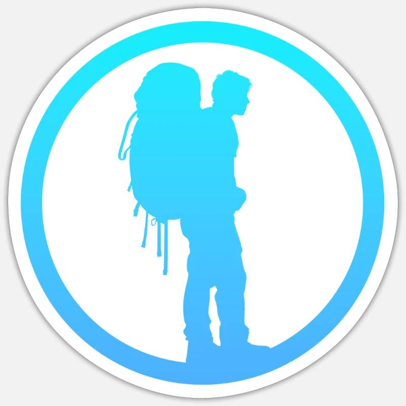 Backpacking Wanderer Rucksack Sticker Größe S (10 x 10 cm)