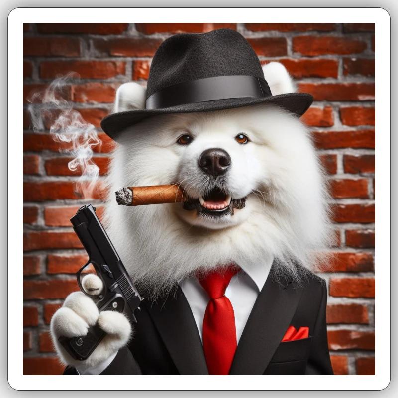Samojed Mafia Sticker Größe S (10 x 10 cm)